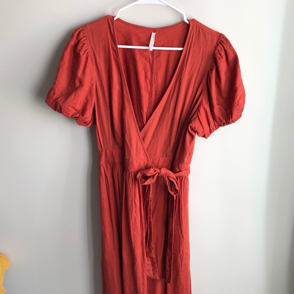 UO linen blend wrap dress